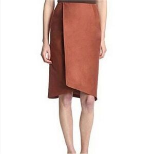 Kate Spade Women's Size‎ 2 Overlap Pencil Skirt Mahogany Cotton Linen NWT $150